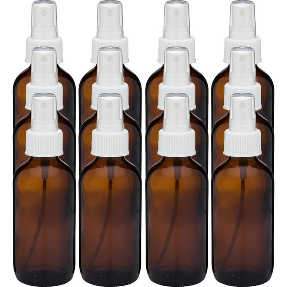 Global Amber 4oz White Mist Sprayer Bottle (120ml) Pack of 12