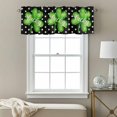 thumbnail image 3 of St. Patrick's Valance Curtains, Day Lucky Dotted Black Linen Rod Pocket Short Window Curtain for Kitchen Bathroom Bedroom, 60"x18", 3 of 9