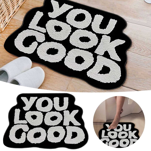 Product Carpet - Mat With Contrast Letter Patterns Non Washable & Highly Absorbent For Indoor Areas In Bathroom Hallway And Bedroom