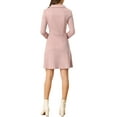 thumbnail image 3 of INSPIRE CHIC Women's Faux Suede Lapel Neck Long Sleeve A-Line Dress M Pink, 3 of 6