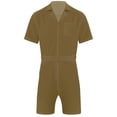 thumbnail image 3 of vastwit Mens Rompers Loose Fit Overalls Solid Color Shorts Jumpsuit Front Zip Uniforms Bodysuit Khaki L, 3 of 6