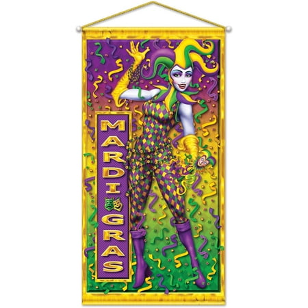 PMU Mardi Gras Party Supplies and Decorations - Mardi Gras Door/Wall Panel 2.5ft x 5ft Mardi Gras Themed Party Accessories Pkg/1