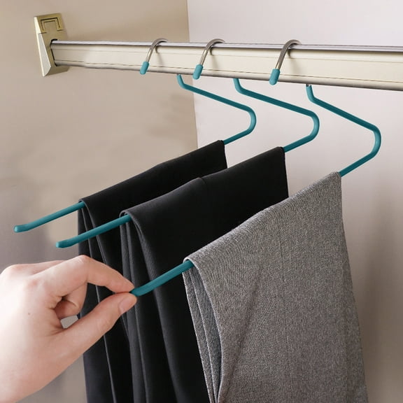 JingChun Pants Hangers for Women and Men - Open Ended Jeans Hanger for Closet Organization - Non Slip Trousers Hanger - Metal Clothes Hangers for Slacks & Blanket (3 Pack)
