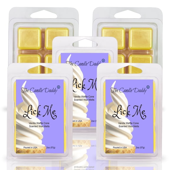 5 Pack - Lick Me - Vanilla Waffle Cone Ice Cream Scented Wax Melt - 2 Ounces x 5 Packs = 10 Ounces