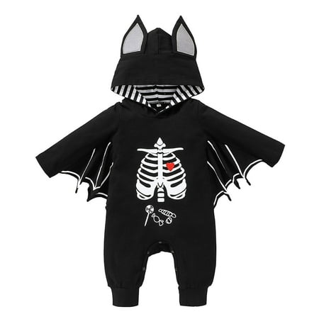 

nsendm Button down Romper Baby Boy Infant Boys Girls Halloween Long Sleeve Romper Cartoon Boy Clothes 18-24 Months Black 6-12 Months