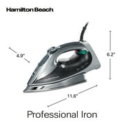 Hamilton Beach Professional Clothing Iron, Steam Iron for Clothes with Stainless Steel Soleplate, Silver