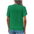 thumbnail image 2 of Short Sleeved Solid Color Women Casual Crew Neck Short Sleeve Knit Sweater Tops, 2 of 6