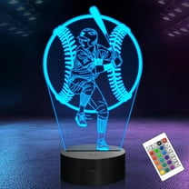 YSITIANNA Baseball Gifts for Boys, 3D Baseball Batter Lamp, Baseball Night Light with 16 RGB Colors Remote Control Timer Dimmer, Sport Fan Decor for Kids Room, Boys Girls Birthday Gifts STNL#4373