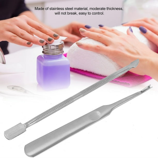 2 Pcs Acero Inoxidable Removedor De Cutícula, Kit Clipper Y Herramienta De Pedicura, Removedor De Piel Muerta Tenedor Y Empujador Ecomeon no