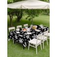 thumbnail image 3 of Outdoor Tablecloth with Umbrella Hole and Zipper, Black White Christmas Rectangle Table Cloth 54x80 Inch Waterproof Tablecloth, Xmas Tree Snowflake Winter Abstract Picnic Table Cover for Patio, 3 of 7