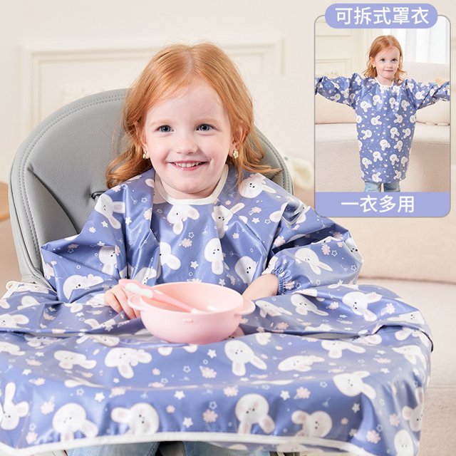 Babero de alimentación 2 en 1 para bebés, niños y niñas, delantal con babero impermeable de 8M-5Y, bata con cubierta de mesa, babero de cobertura completa sin desorden para niños
