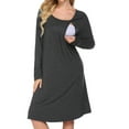 thumbnail image 4 of Avidlove Women’s Nursing/Delivery/Labor Nightgown Long Sleeve Maternity Sleepshirt for Breastfeeding with Button, 4 of 7