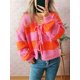 thumbnail image 5 of Chaqueta de Punto Holgada Informal con Cuello en V y Larga para Mujer, Cárdigan de Punto con Cordones y Rayas en Contraste. Naranja L, 5 of 9