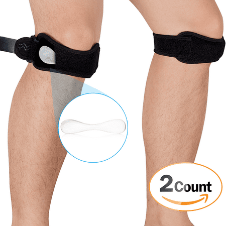 AGPTEK 2 Pack Patella Knee Strap brace, Anti-slip Knee Pain Relief Band with Silicone Pad,for Basketball, (The Best Knee Brace For Basketball)