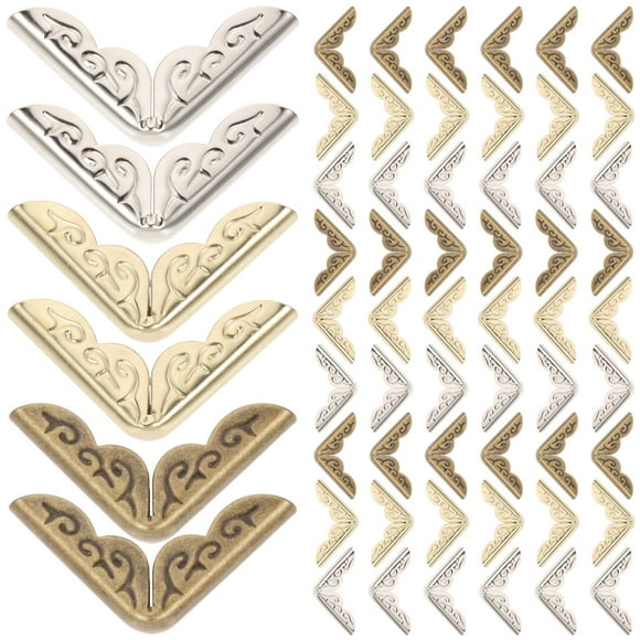 BRIGHTFUFU Cincones de libros de libros de aleación de 60pcs Cincones de libros de metal Anti-colision Borner Book Decors