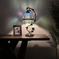 thumbnail image 2 of Tiffany Table Lamp Tulips Blue Purple Stained Glass Iron Metal Leaves LED Bulb Included Vintage for Living Room Dining Room Bedroom Bedside 21"H, 2 of 6