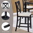 thumbnail image 4 of SESSLIFE Dining Table Set for 4, Counter Height Kitchen Table Set with Square Table and 4 Upholstered Chairs, Solid Wood Dining Room Set for 4, Space-Saving, Black & Oak, 4 of 8