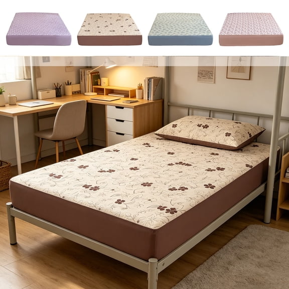 AYktou 35×79 Inch Fitted Sheet - Comfortable Cooling & Breathable Bed Sheets, Linen Bedding Sheet Soft Floral Mattress Cover Bed Coverlet, Lightweight Singles Bed Sheets for Home Dormitory
