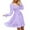 Purple, variant on IROINNID Long Sleeve Dress for Women Solid Spring and Summer Long Sleeve Belt Waist Ruffle Sleeve Round Neck Dress,Purple