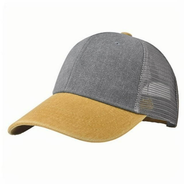 Yellow Baseball Caps For Men And Women Rinsing Make Old Color Match Individuality All Match Light Polyester Fabric In Yellow Color