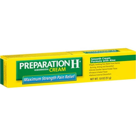 Preparation H Anti-Itch Hemorrhoid Treatment Cream with Hydrocortisone 1% (1.8 Ounce), Maximum Strength Relief, Tube