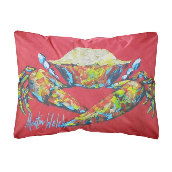 Carolines Treasures MW1096PW1216 Crab Seafood One Canvas Fabric Decorative Pillow 12H x16W multicolor