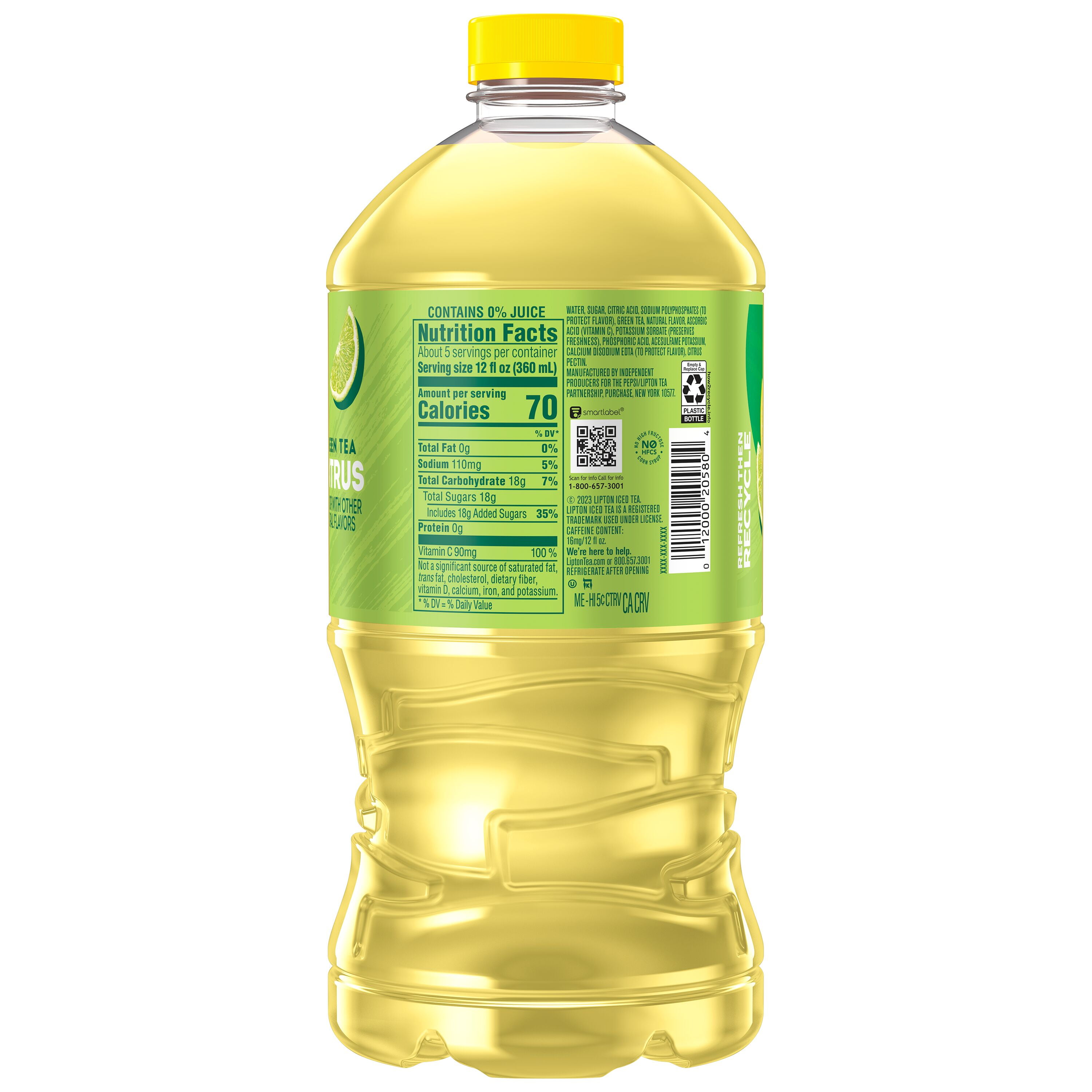 Lipton Green Tea Citrus Iced Tea, 64 fl oz Bottle