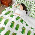 thumbnail image 4 of jejeloiu Funny Cartoon Cucumber 7-Piece Bedding Comforter Set,Yellow Polka Dots King Bedding Sets For Girls Boys Reversible, 4 of 8
