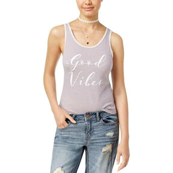 Roxy Womens Juniors Contrast Trim Heathered Tank Top Purple S