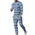 thumbnail image 2 of Wavsuf Sweatsuits 2pcs Sets Mens Jogger Set Long Tight Stripe Shirt Sweatshirt and Sweatpants Blue Size 4XL, 2 of 7
