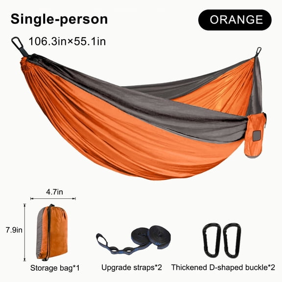 sinkoo Hammock Portable Single Camping Hammock, size 106" x 55", Support 440lbs, For Travel, Camping, Beach, Orange