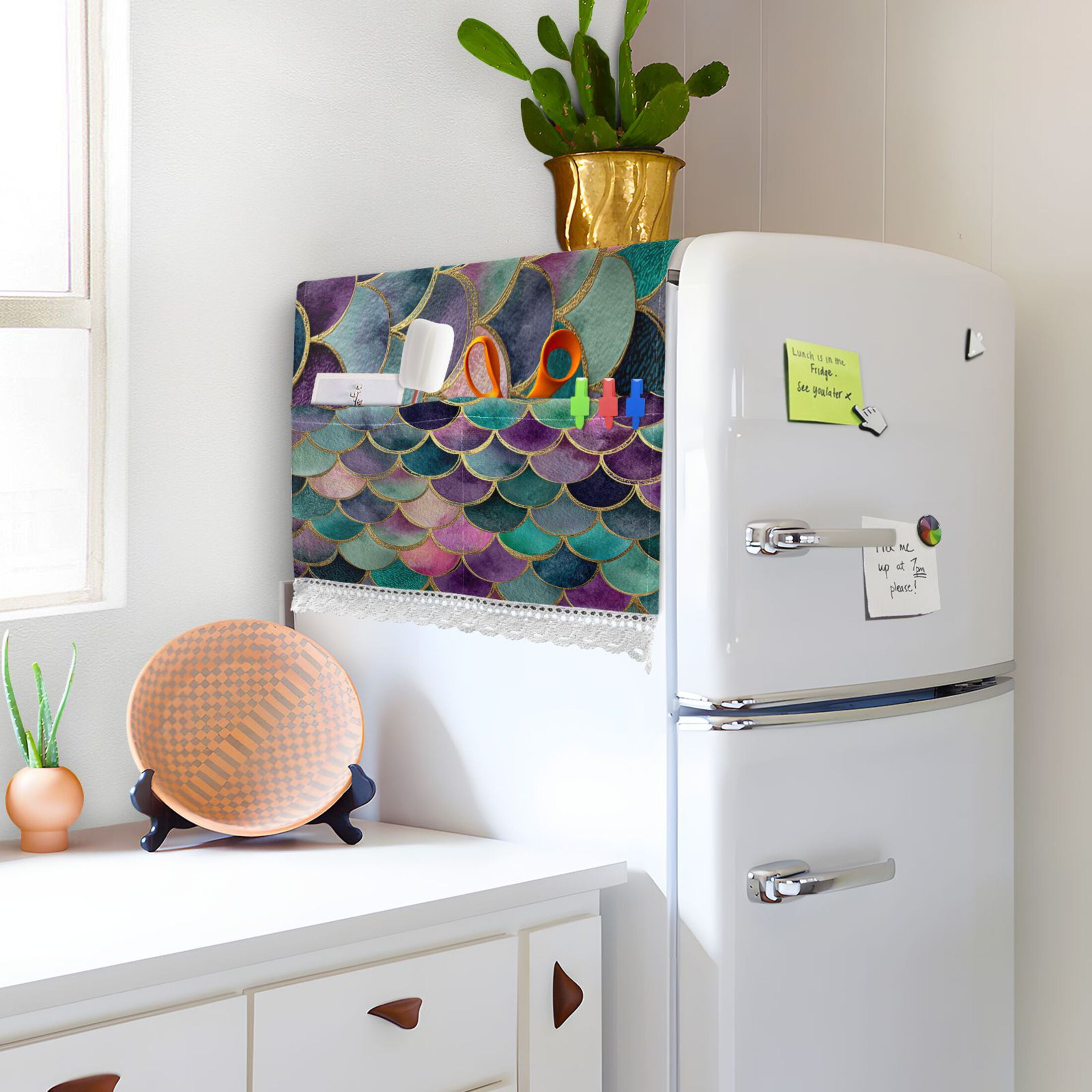 DEIARA Mermaid Scales Washing Machine Cloth Dryer Refrigerator Top Cover Protective Non-Slip Mat For Kitchen Laundry