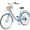 blue, variant on POVANLI 26'' Ladies Bicycle with Basket Bicycle Adult Full Shimano 7 Speed Ladies Bicycle, Double V Brakes Bicycle, Steel Frame Commuter City Bike for Ladies,Pink (Gift)