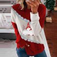 thumbnail image 1 of Mode de Noël Blouse Décontractée à Manches Longues Col Rond Imprimé Patchwork pour Femmes, 1 of 5