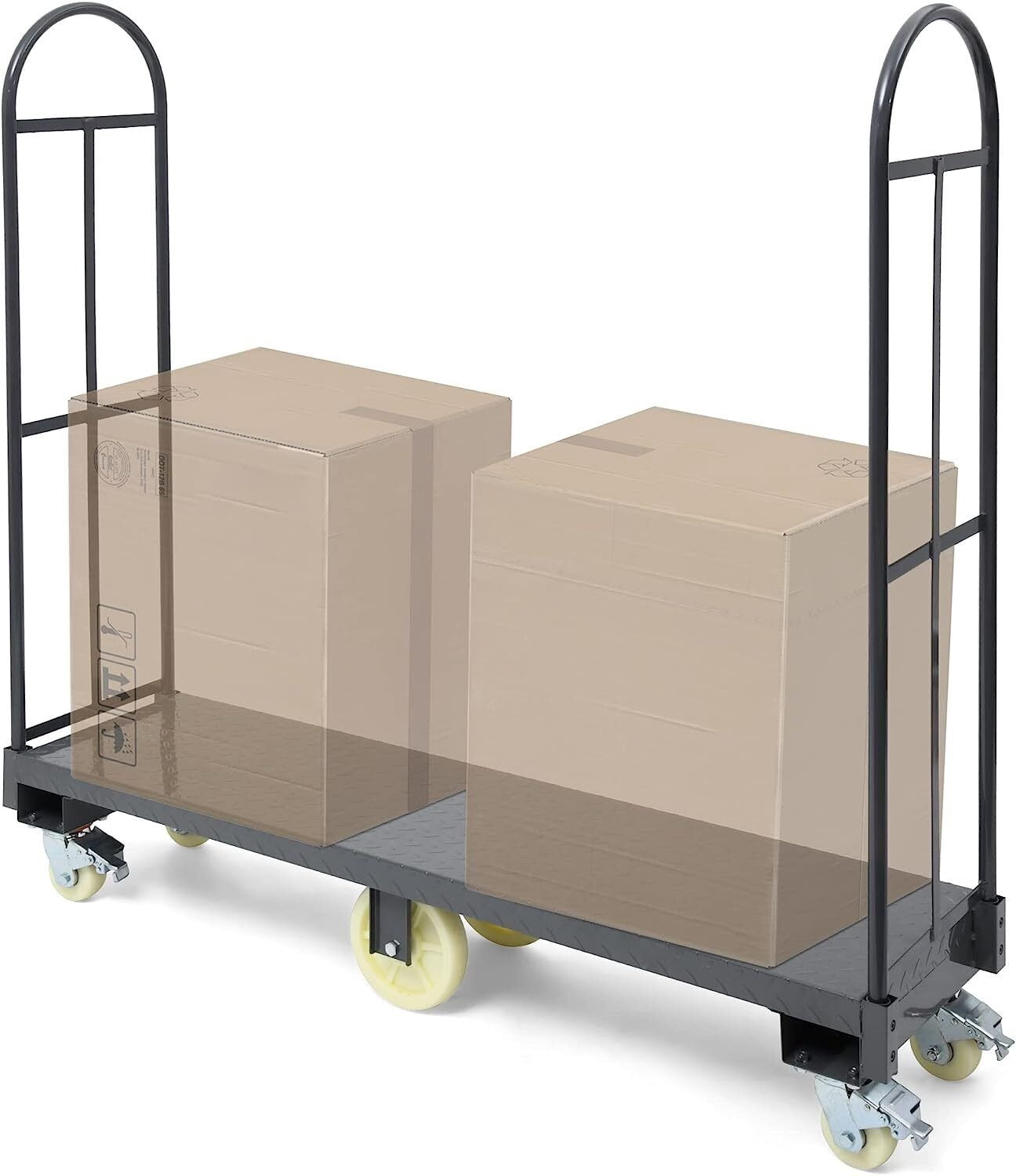 RVNI Thick Steel Deck 2000 Narrow Aisle U-Boat Platform Cart Truck with Wheels