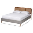 thumbnail image 4 of Baxton Studio Light Grey Velvet Fabric and Walnut Brown Finished Wood Queen Size Platform Bed, 4 of 19