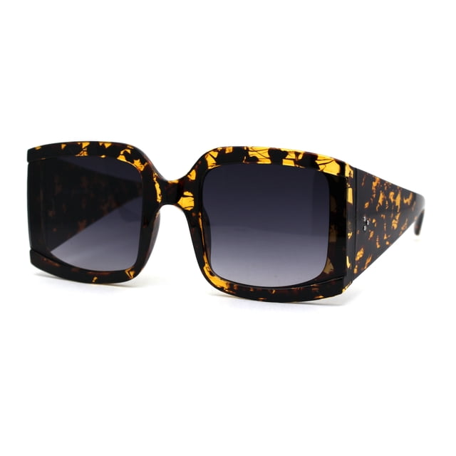 Womens Thick Temple Rectangular Butterfly Designer Sunglasses Tortoise Smoke