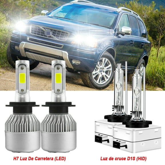 For 2008-2012 Volvo S40 H7 LED High Beam and D1S Xenon HID Low Beam Headlights
