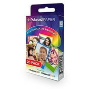 Lot de 2 papiers photo Polaroid 2 x 3 pouces Rainbow Border Premium Zink (20 feuilles)