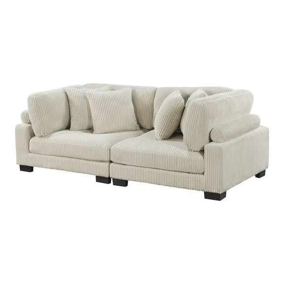 Lexicon Traverse Upholstered Corduroy Fabric Loveseat in Beige