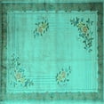 thumbnail image 1 of Ahgly Company Indoor Square Oriental Turquoise Blue Asian Inspired Area Rugs, 8' Square, 1 of 4