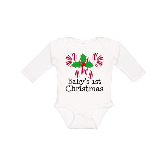 Inktastic Baby's 1st Christmas Candy Canes Boys or Girls Long Sleeve Baby Bodysuit