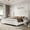 Cream, variant on VanAcc Queen Size Bed Frame,Upholstered Velvet Low Profile Platform with Raised Wingback Headboard,Black