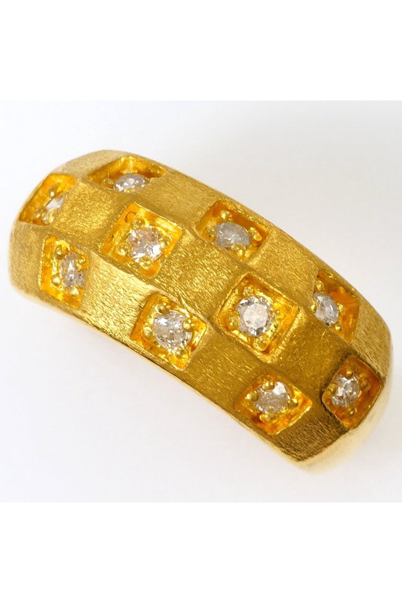Pre-Owned K24 24K YG Yellow Gold Ring with 0.35ct Diamond, Card Design, Total Weight 8.1g,...