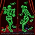 thumbnail image 1 of Halloween Glow in the Dark Skeleton Wall Stickers Set, Contemporary Style Plastic Decor with Luminous Bats, 1 Set Non-Toxic Halloween Party Decor Skeleton Decals, Removable and Reusable Window Clings, 1 of 5