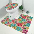 thumbnail image 2 of Pioneer Flower Floral Print Pattern Bathroom Rugs Sets 3 Piece,Toilet Cover Set,Absorbent Non Slip Bathroom Mats Sets with U-Shaped Contour Rug Toilet Rug Set, 2 of 5