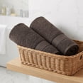 thumbnail image 4 of REGALWOVEN Solid Striped Hand Towels Set of 2, Cotton Soft Absorbent Bathroom Decorative Towel Dark Brown 14" x 30", 4 of 6