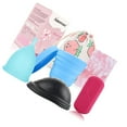 thumbnail image 1 of Copa menstrual de silicona para mujer, copa de limpieza plegable, disco menstrual, reutilizable, portátil, a prueba de fugas, color azul, L, 25 ml, 1 of 12