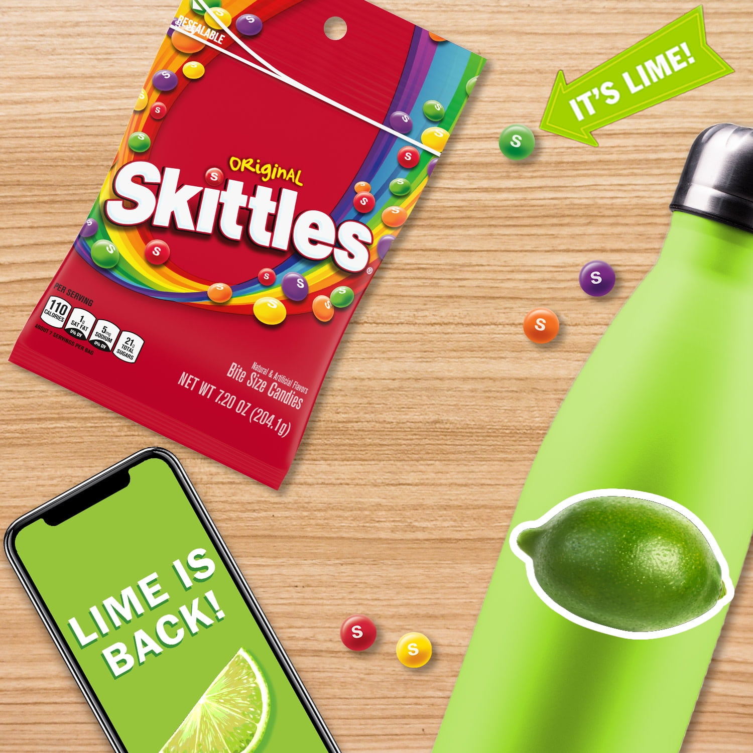 (5 pack) Skittles Original Bite Size Candy, Gluten Free, 7.2 oz (204.1g), Plastic Bag
