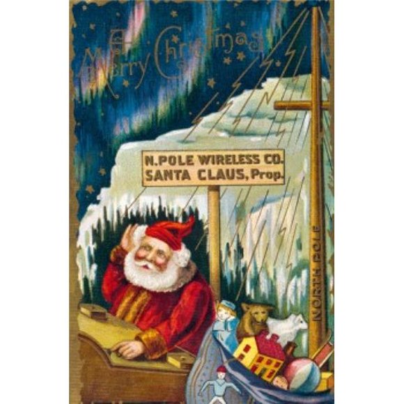 Posterazzi SAL9801242 Merry Christmas N Pole Wireless Co. Nostalgia Cards Poster Print - 18 x 24 in.